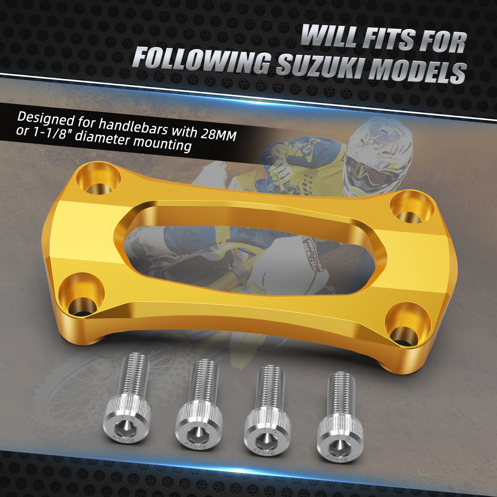 NICECNC Für Suzuki RM250 RM125 2006-2008 RMZ250 2007-2019 RMZ450 RMX450Z RM 250 28mm Lenker Riser obere Abdeckung Klemmhalterung – Detail 3
