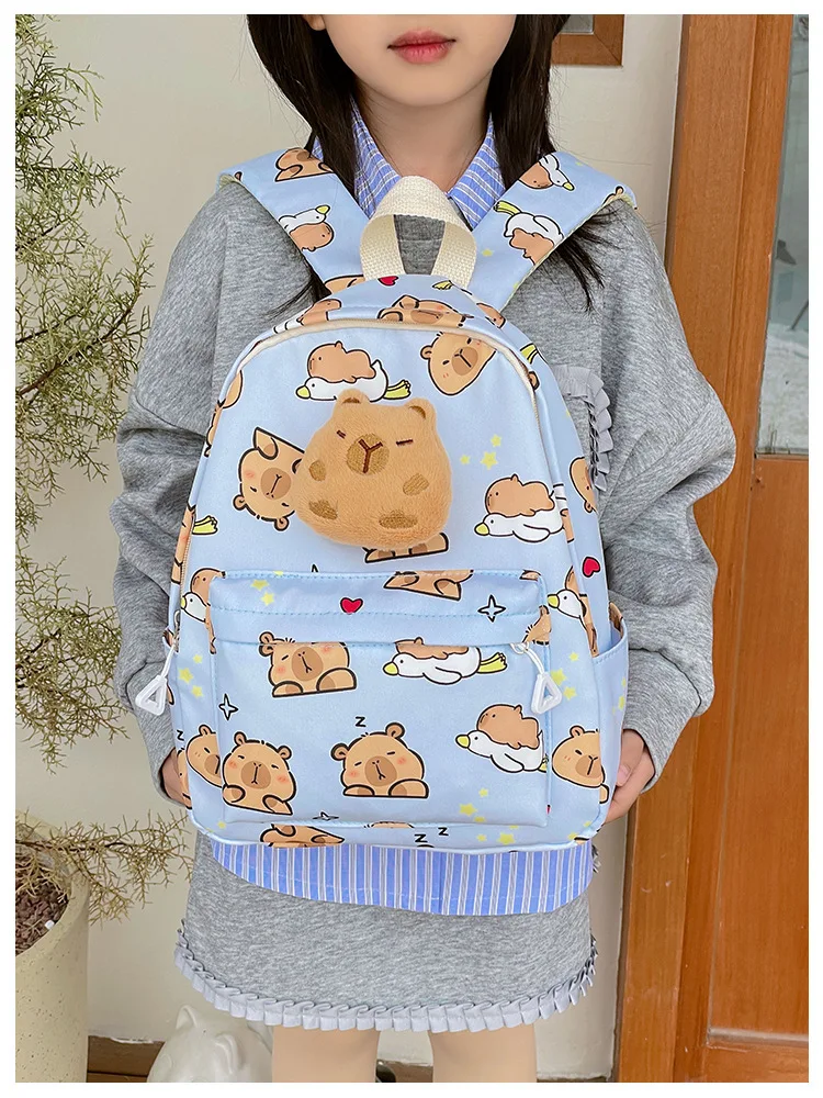 Cute Cartoon Capybara Backpack Plush Large Capacity School Bags Simple Pattern Book Bag Kawaii GirlSchool Backpack Mochila Mujer