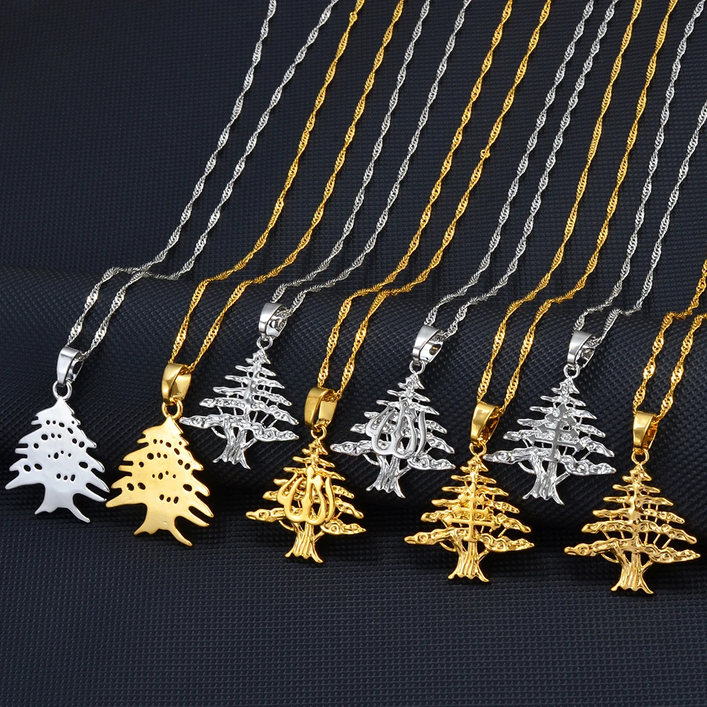 Bracciale Libanese Con Albero Di Cedro E Zirconi, Placcato Oro 18K, Impermeabile, Regalo Donna