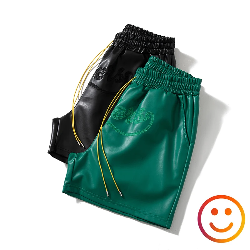 가죽 블랙 레드 그린 Borad 반바지 주머니 2024 여름 남성 여성 고품질 노란색 Drawstring 비치 Shortpant 바지