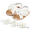 MISOWMNJOY Baby Girls Summer Sandals Beach Shoes Cute Princess Flower Flat Shoes Soft Sole Non-slip Infant First Walker Shoes 1