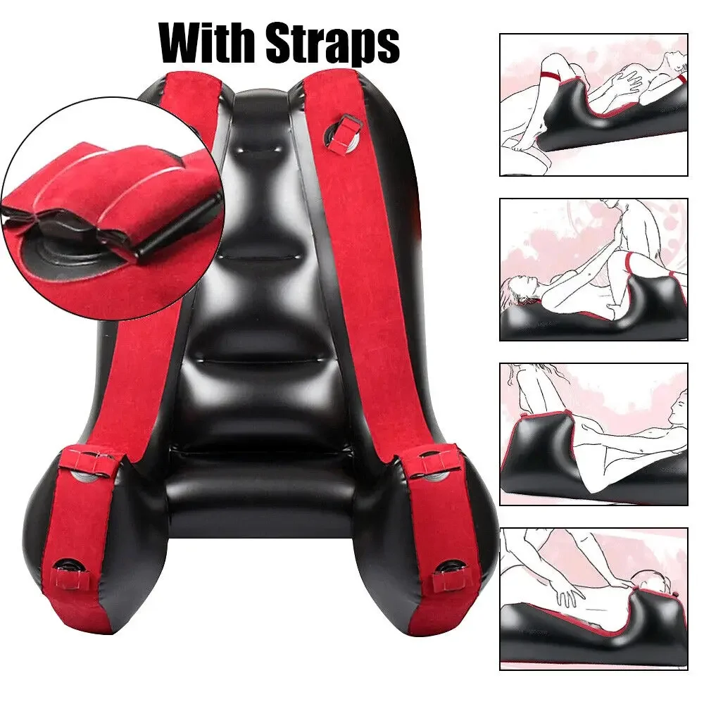 Inflatable Sex Furniture Open Leg Sofa Mat with Strap Chair Bed Sex Pillow Sofa Aid Cushion with Restraint Straps Handcuffs