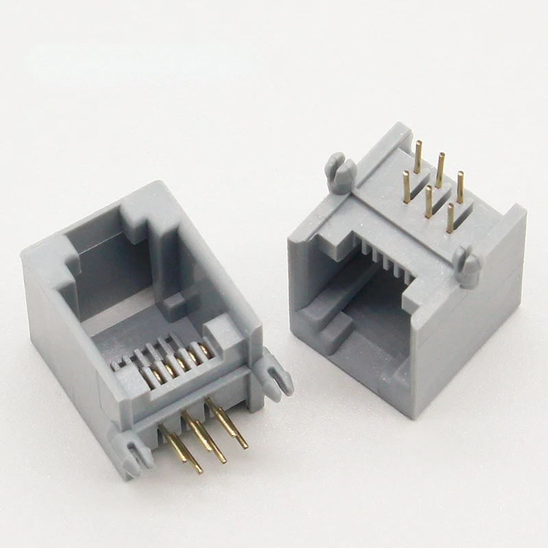

10PCS/Lot RJ12 socket telephone 90 degrees 6pin crystal female 6p6c socket