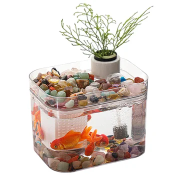 Aquarium Starter Kits, Aquarium Tank with Air Pump, for Small Fish, Desktop Aquarium for Living Room Office Decor