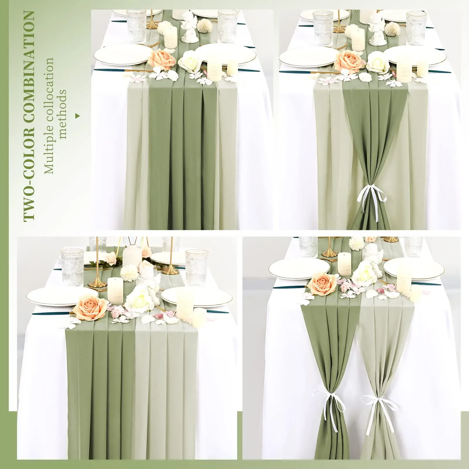 12PCS Terracotta Chiffon Wedding Table Runner Table Setting Gauze Sheer Vintage Christmas Dining Birthday Party Table Decor 6