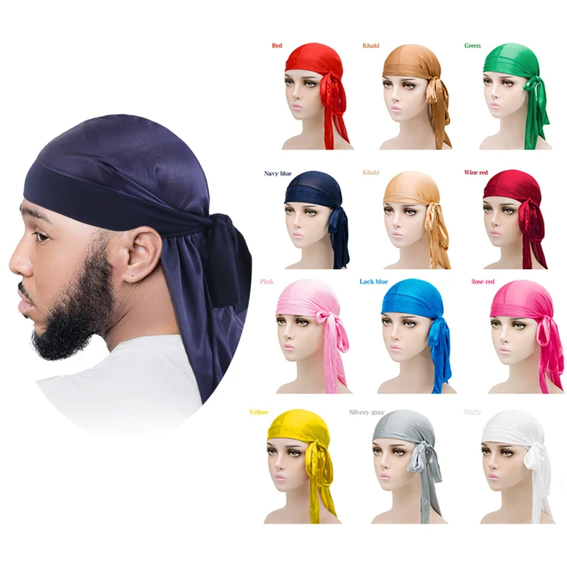  Silky Satin Durags for Men (Black) : Clothing, Shoes