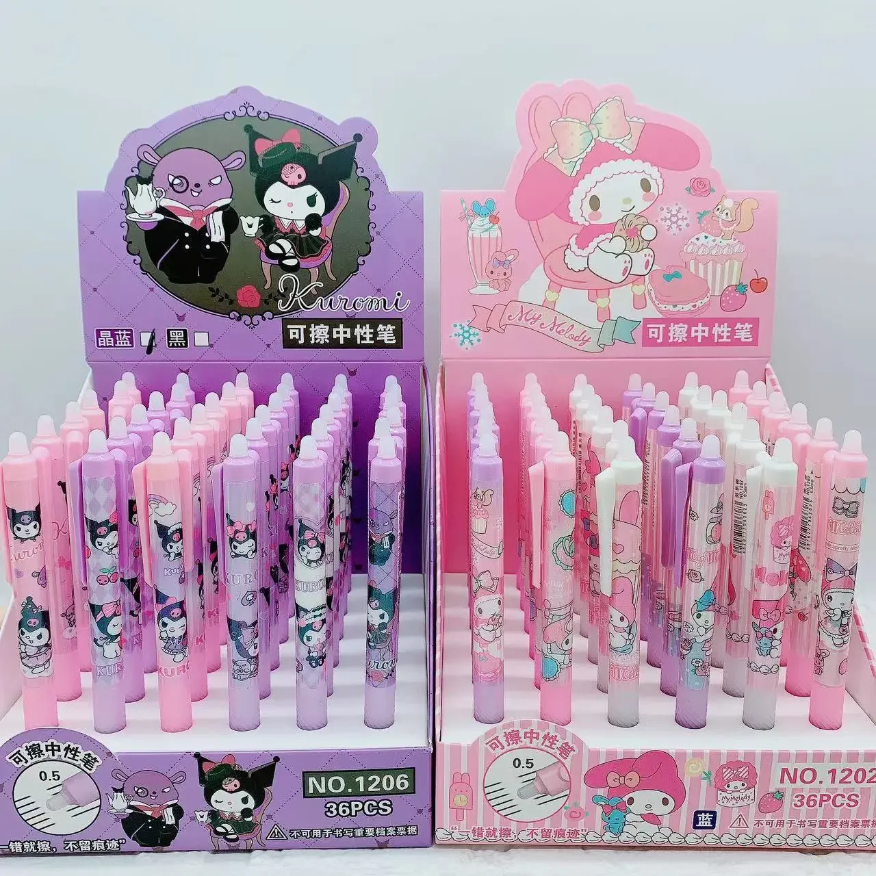 

36pcs Sanrio Kuromi Hellokitty Erasable Gel Pen Student Ballpoint Pen Signature Neutral Pen School Supplies Stationery Wholesale