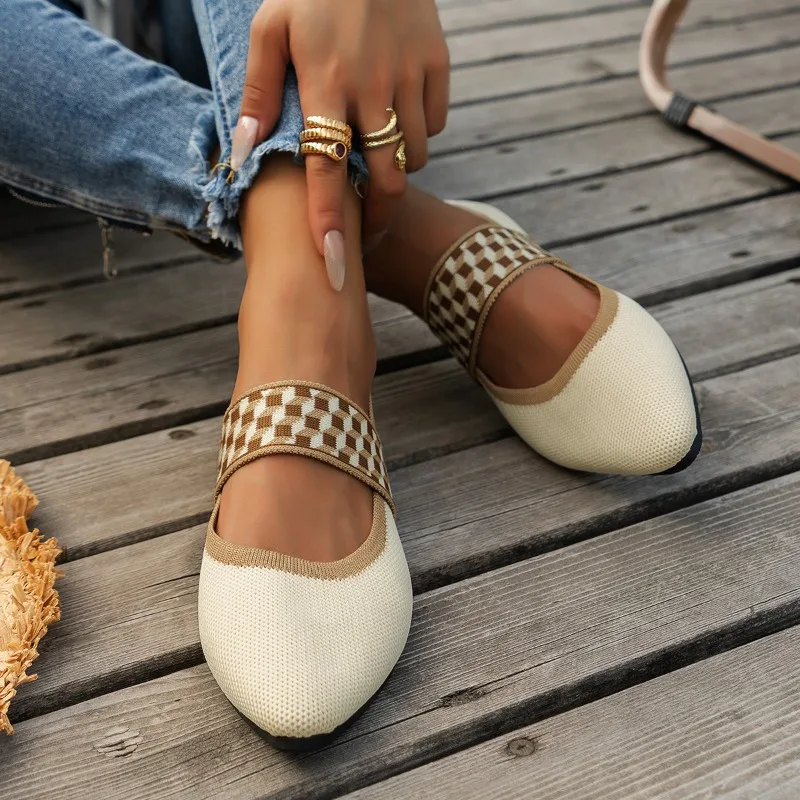 2024 Women's Summer New Fashion Elastic Strap Designer Comfortable Non-Slip Flat Shoes for Daily Outing Casual Low-top Shoes 2