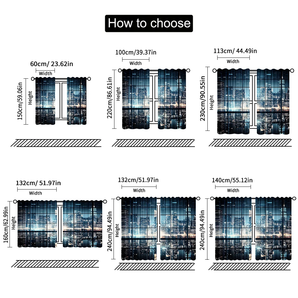 2pcs, spring summer Curtains New York City Landscape and Skyscraper Architecture Prints Yarn Curtains Polyester Easy Install 4