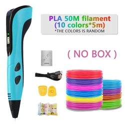 Innovative LCD Display 3D Printing Pen Set with PLA Filament (Blue - 50M PLA)