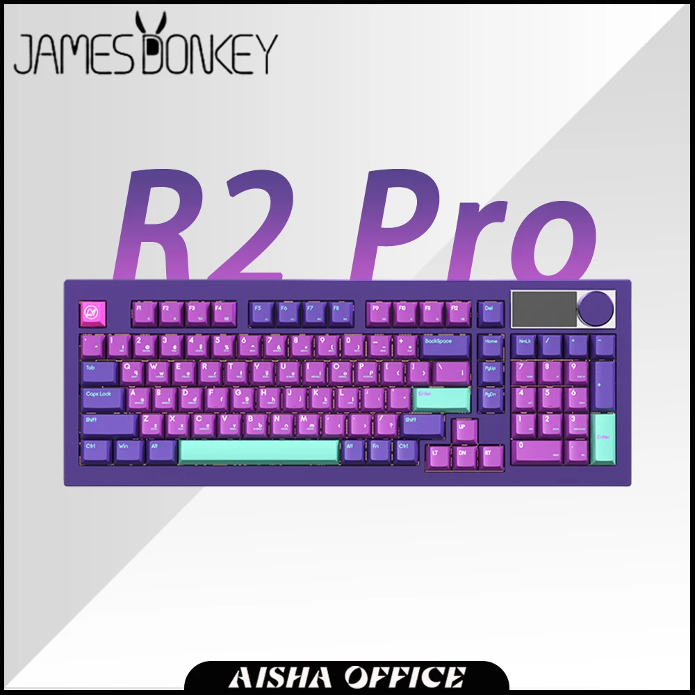 JamesDonkey R2 Pro Mechanical Keyboard Aluminium Alloy Custom Screen Three Mode Gaming Keyboard RGB Hot Swap Gasket Mac Office