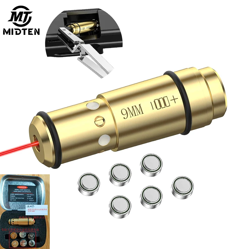 

MidTen Bore Sight Red Laser 9mm Bore Sighter with Box Fit Pistol Rifle Shotgun Caliber Boresighter Button Switch