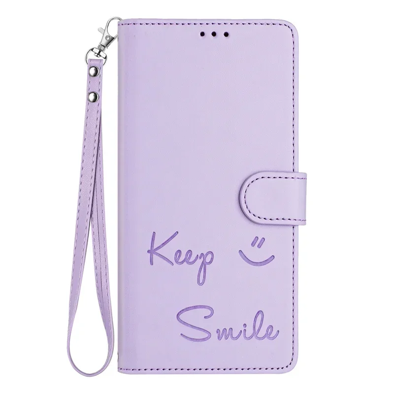Luxurious Anti-Theft Leather Case with Smile Pattern Flip Shell