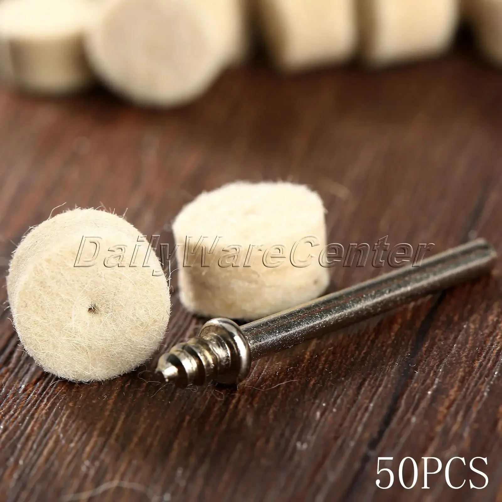 50Pcs 13mm Wool Felt Polishing Buffing Round Wheels Grinding Pad with 2 Shanks for Dremel Rotary Polishing Wheel Tools