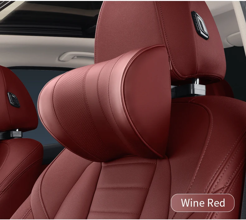 Leather Car Seat Headrest Cushion Multi-Function Memory Foam Car Neck Pillow Adj