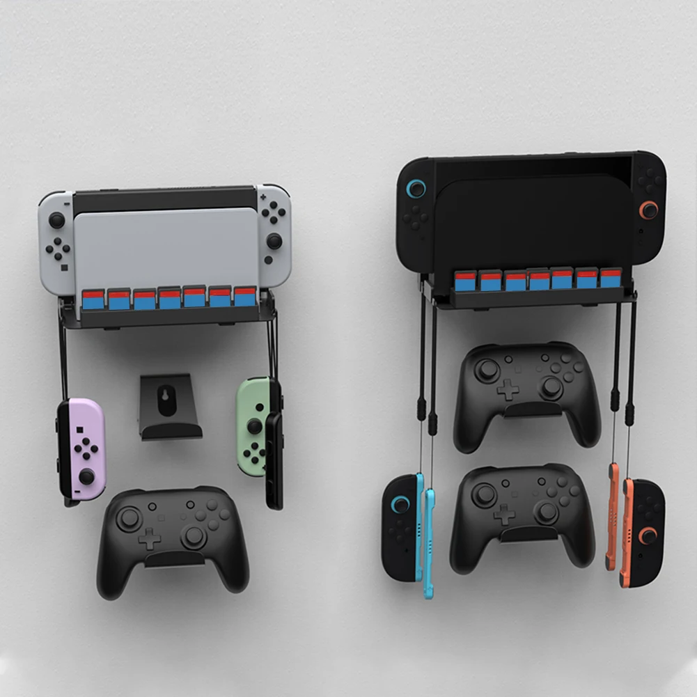 Wall Mount with Game Card Slots and 4 Joy-Con Hanger Metal Wall Bracket Storage Organizer for Nintendo Switch2