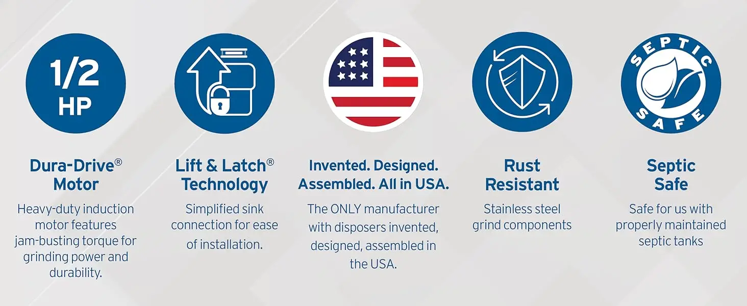 Description Picture 6 of itemGarbage Disposal, Standard Series 3/4 Continuous Feed Food Waste Disposer, Black / Stainless