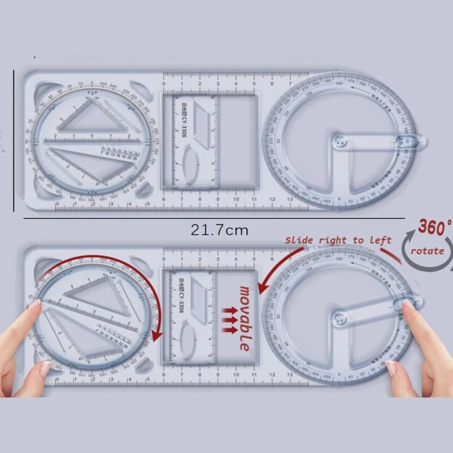 Wholesale Office School Draw Tool Multifunctional Drawing Ruler Angle And  Circle Maker Mathematical Geometry Template KDJK2106 From Santi, $0.81