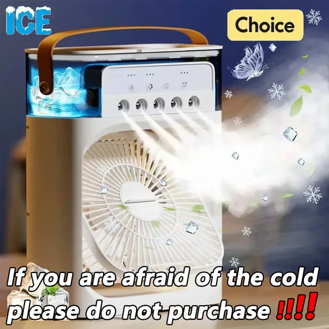 Portable Humidifier Fan Air Conditioners USB Electric Fan LED Night Light Water Mist Fun 3 In 1 Air Cooler Humidifie For Home 1