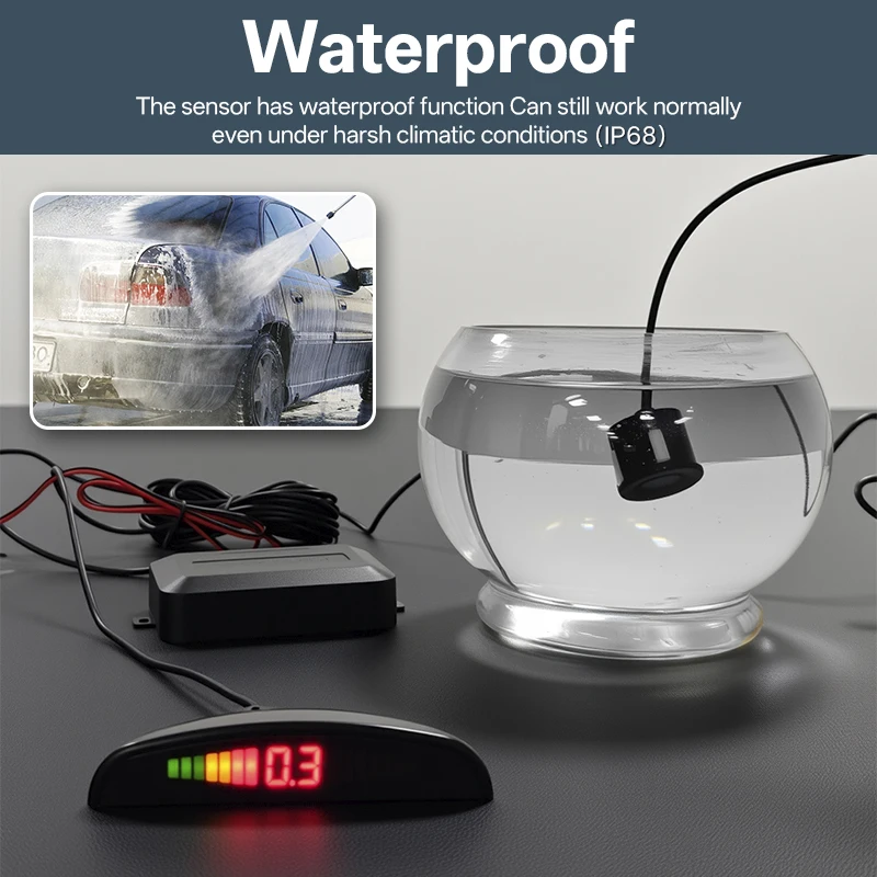 SINOVCLE Car LED Parking Sensor Kit 4 Sensors 22mm Backlight Display Reverse Backup Radar Monitor System 12V 8 Colors parking sensor kit led parking sensor kit parking sensor car led parking sensor