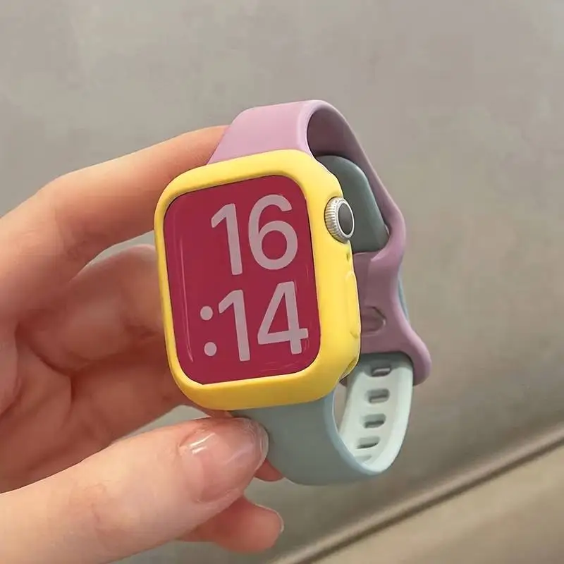 Stylish Color Block Silicone Strap with Lovely Case