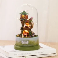 Dollhouse Rotating Music World Music Box DIY Cabin Miniature Construction Model Building Villa Toys Birthday Gift for Children 2