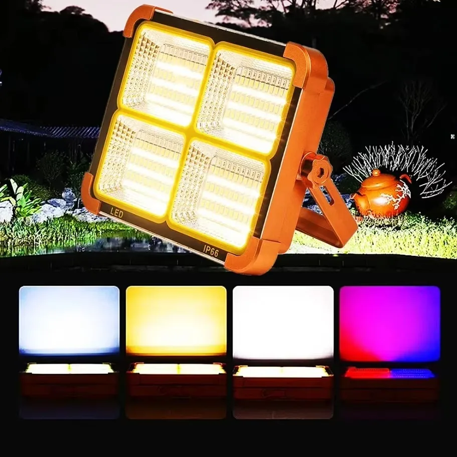 LED Lights Camping Lamp Camping Lights Solar Flood Light Solar Lantern Portable Solar Charging Flood Light Tent Camping Light 288LED Power Bank 12000mAh For Outdoor Emergency Lighting IP66 Waterproof