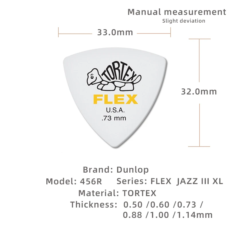 Dunlop Pick 456R FLEX Tortex JAZZ 3 matte non-slip acoustic/electric guitar pick Thickness 0.50/0.60/0.73/0.88/1.00/1.14mm guitar picks