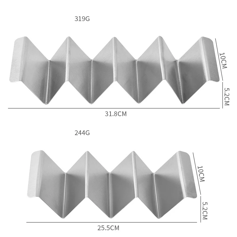 Stainless Steel Taco Holder Mexican Roll Rack Wave Shape 3 Compartment Tortilla Tray Baking Tools Kitchen Gadgets