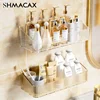 Wall Mount Cosmetic Organizer Bathroom Shelf Corner Wall Mount Kitchen Organizer Plastic No Hole Required 2