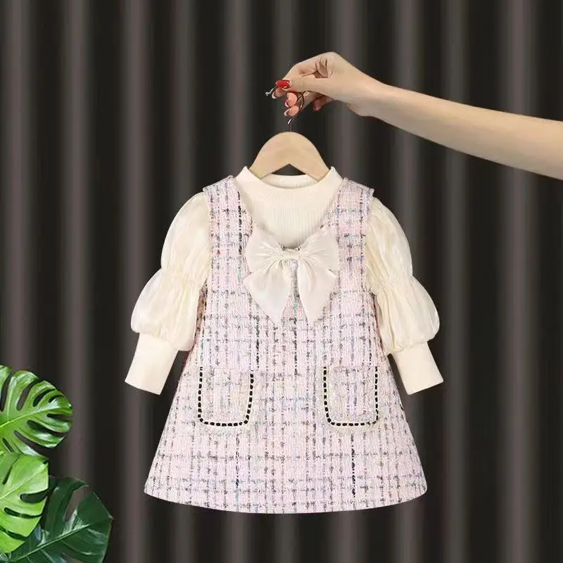 

Girls Clothing Suit Spring Autumn Sets Baby Casual Sleeveless T-shirt +Dress Kids Clothing Sets Baby Clothes Outfits 2 3 6T