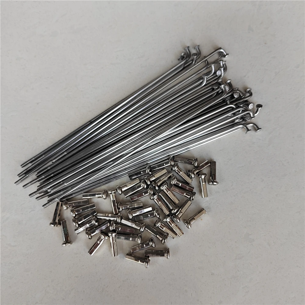 Bicycle Spokes Bicycle Spokes Nipples 71-130MM 40 PCS 14G Silvery Folding Bike BMX Stainless Steel 2.0 mm Diameter