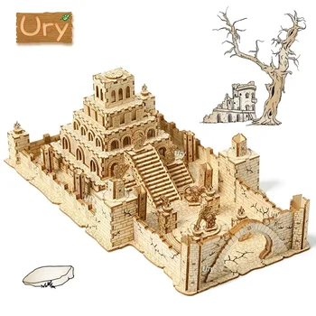 Ury 3D Wooden Puzzle WW2 War City Postwar Relic Handmade Mechanical Assembly House Model DIY Kits Toys Decoration Gifts for Kids 1