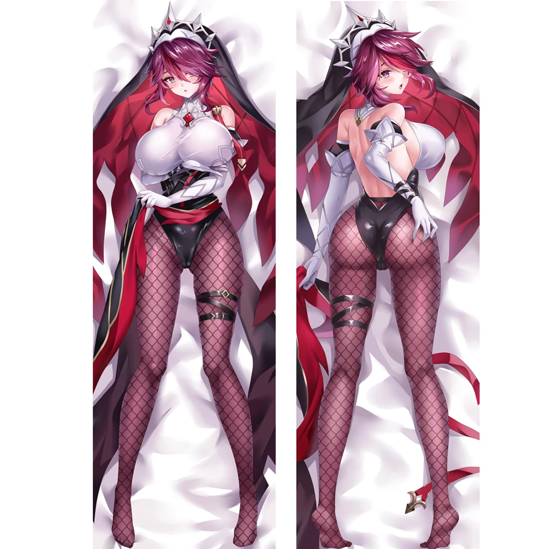 Game Genshin Impact Sexy Rosaria Otaku Hugging Body Pillowcase Japanese Anime Cosplay Dakimakura Pillow Cover Case Diy Custom