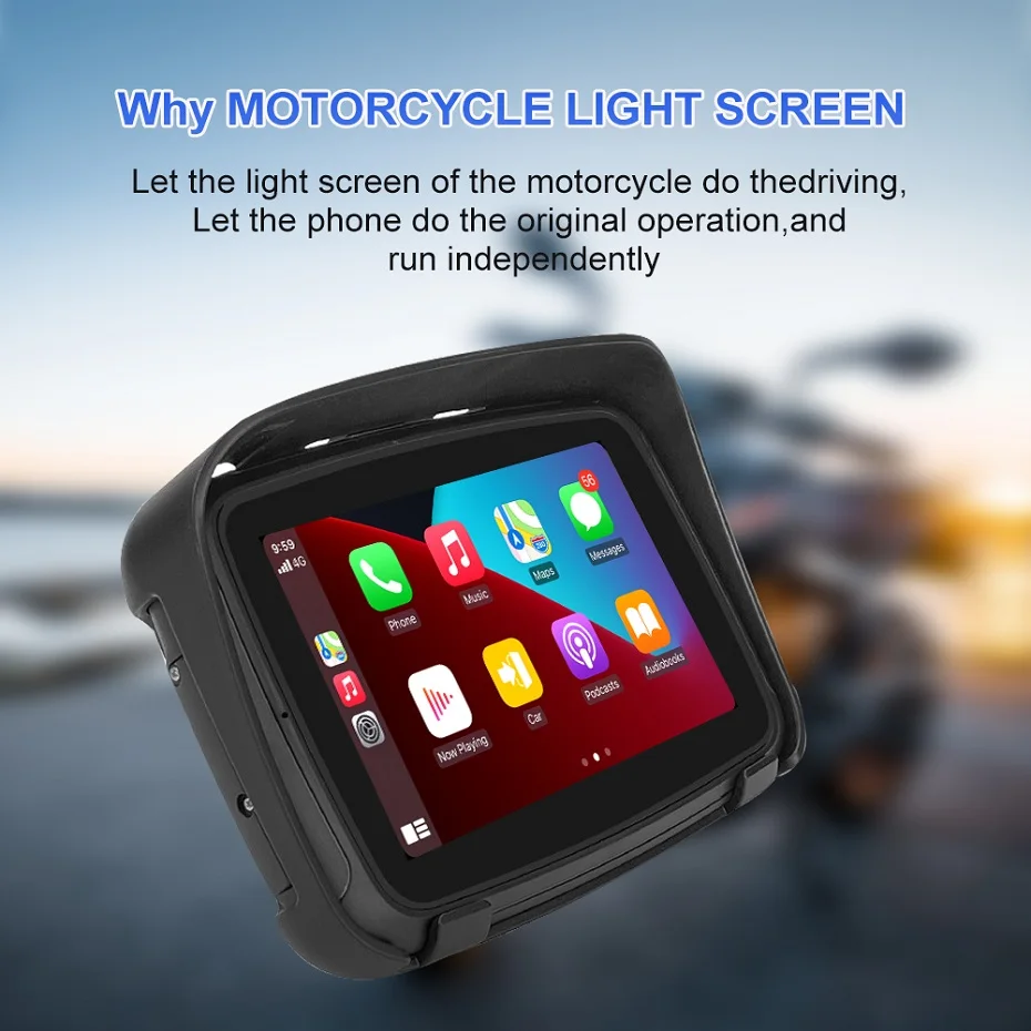 IPX7 Waterproof Motorcycle Multimedia Player GPS Navigation 5inch Display Screen Wireless Apple Carplay Android Auto WiFi USB BT