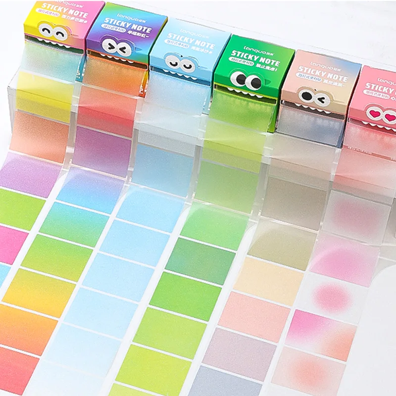 105 Fogli di Note Adesive Trasparenti Sfumate con Design Estraibile, Blocco Note Kawaii Carino e Traslucido per Scrittura Fluida - immagine 3
