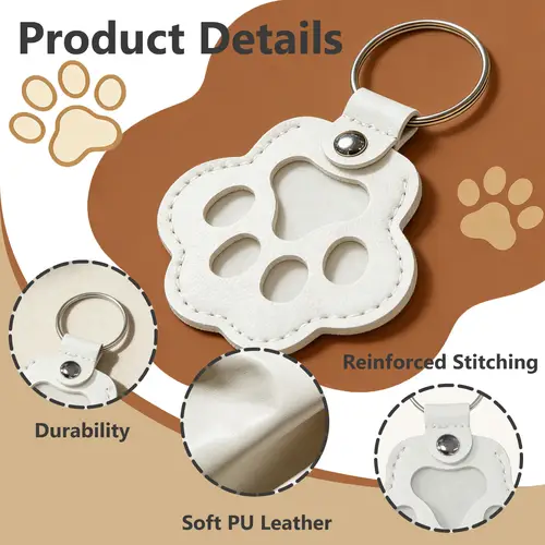 Personalized Pet Photo Leather Keychain Engraved Portrait Dog Cat Paw Fur Memorial Keepsake Loss Gift Pet Lover Keyring Jewelry - Image 4