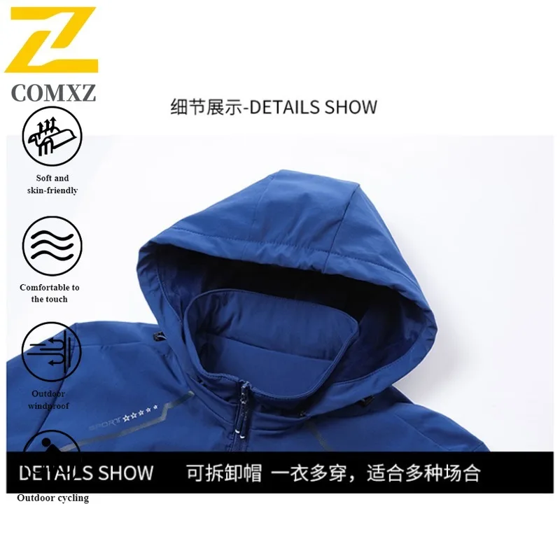 EiAO Men's  Windbreaker Winter Waterproof Windproof Loose Fit Mountain Jacket for Hiking Camping Fishing Thickened Outdoor Coat