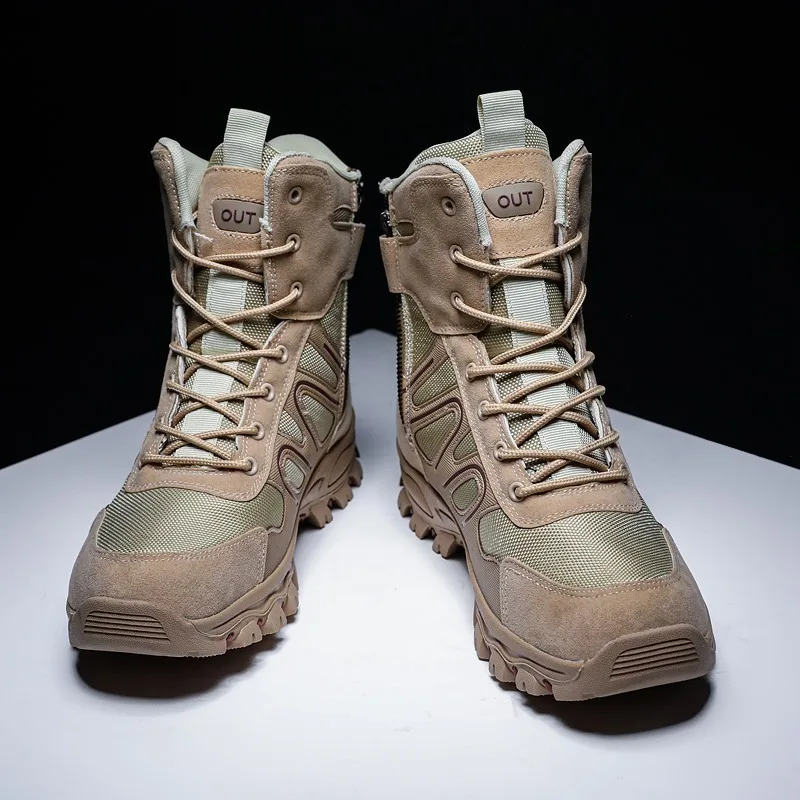 Men's Tactical Military Boots Waterproof Leather Combat Boots Plush