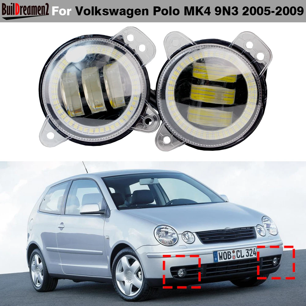 30W Canbus Car Angel Eye Led Fendinebbia Drl Daytime Running Lamp 2 Pezzi Per Vw Volkswagen Polo Mk4 9 N3 2005 2006 2007 2008 2009