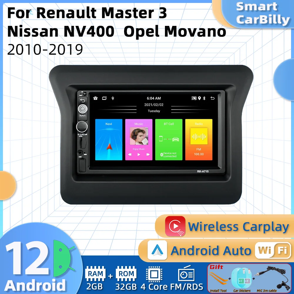 

Car Radio 2 Din Android Stereo for Nissan NV400 Opel Movano Renault Master 3 2010-2019 Screen Multimedia Carplay Autoradio Auto