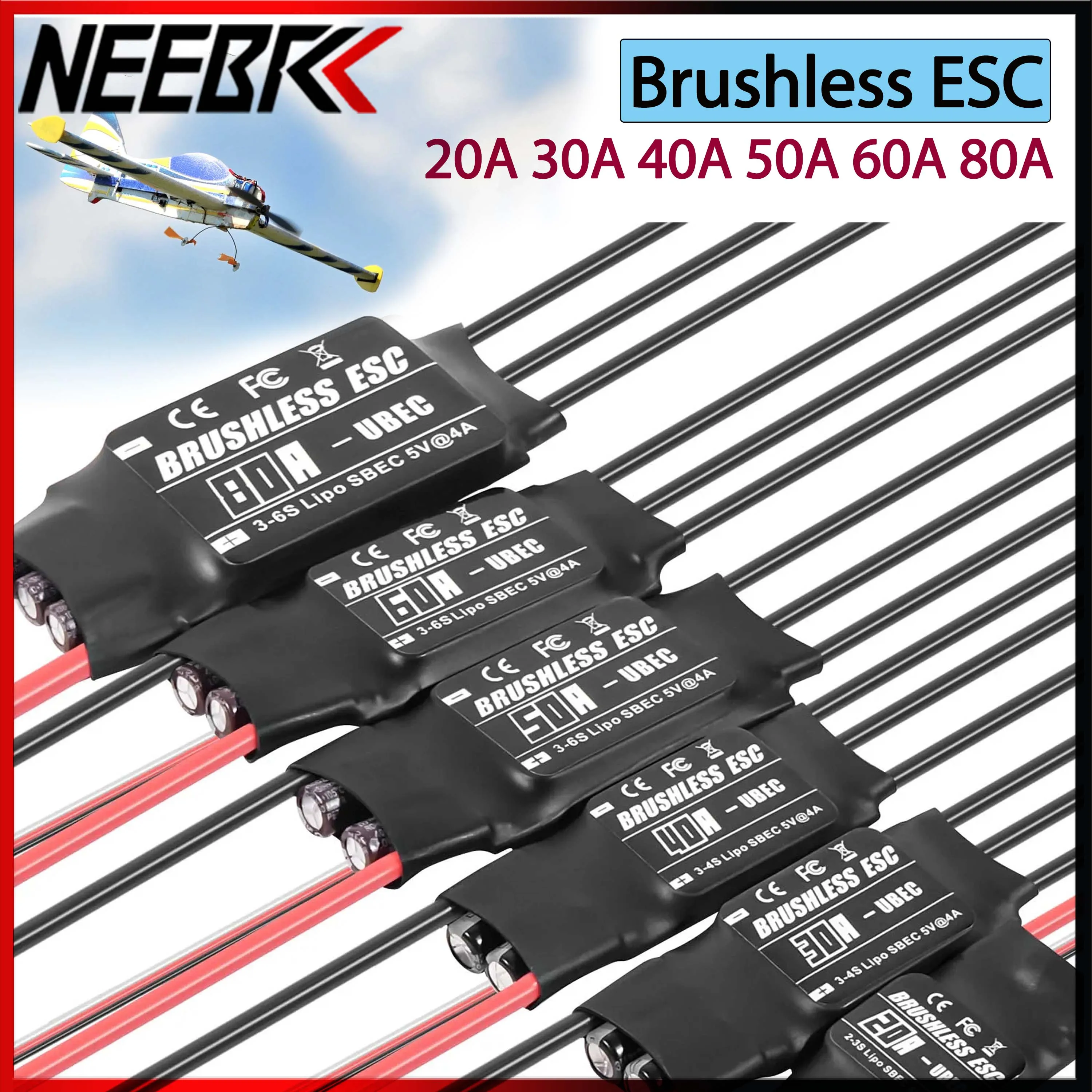 Contrôleur ESC 20A-80A pour RC Avion Drone Voiture