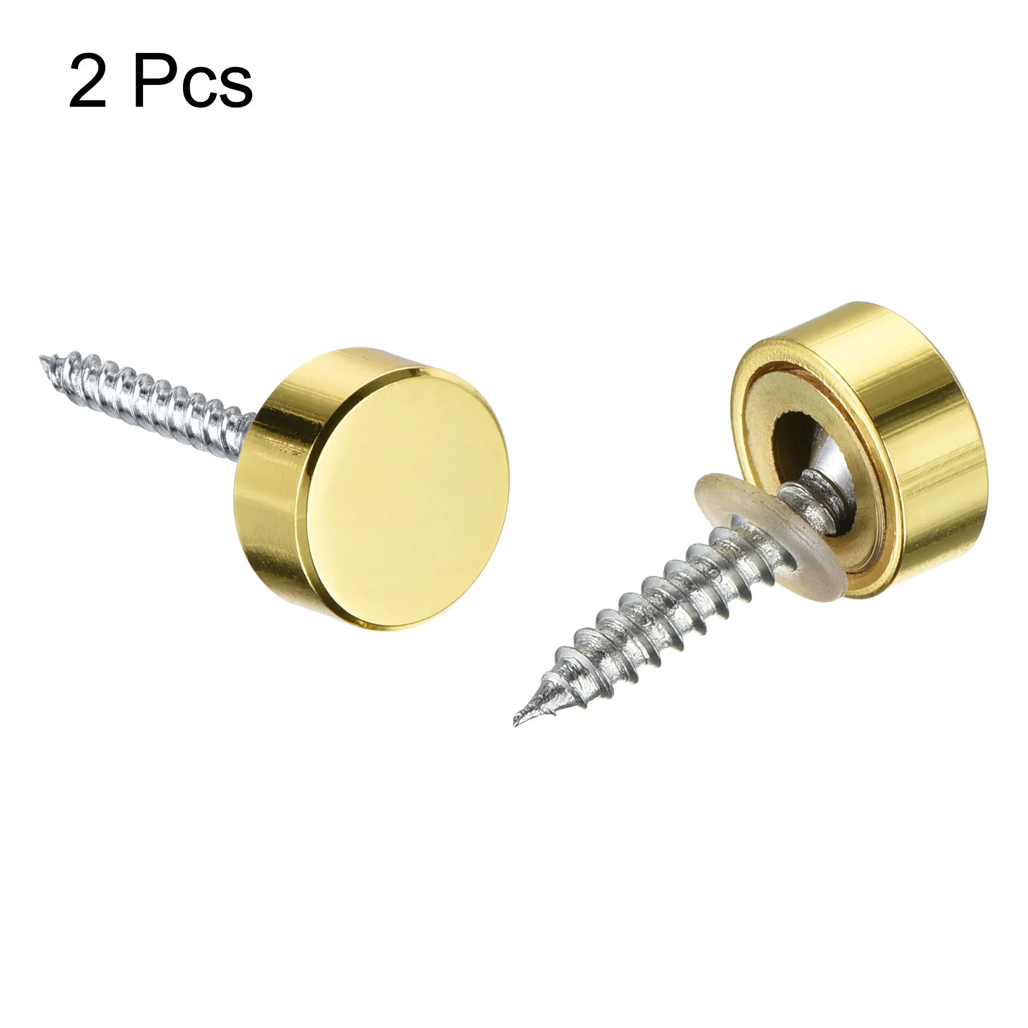 Uxcell 골드 톤 황동 미러 나사, 장식 캡 패스너 커버, 손톱 연마, 12mm/0.47 인치, 2 개