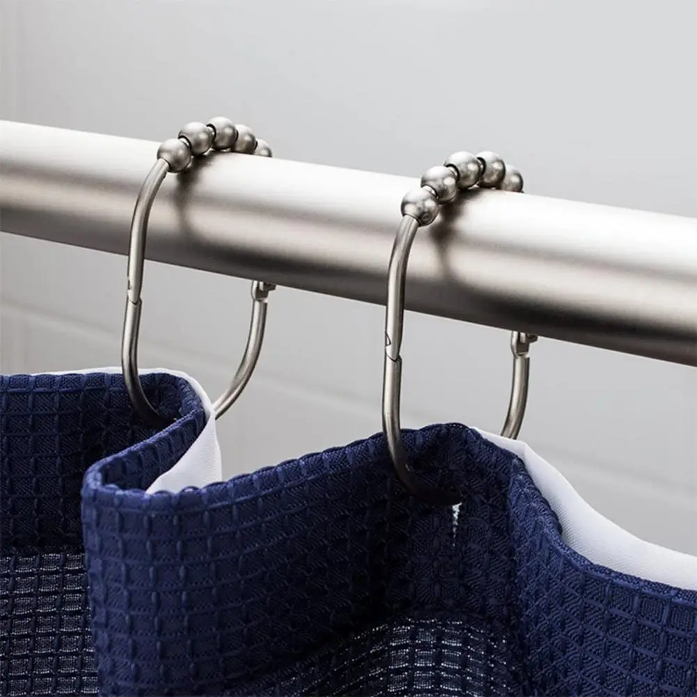 12Pcs Shower Curtain Hook Heavy Duty Stainless Steel Five Balls