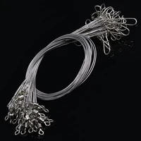 24Pcs Anti Bite Fishing Line Steel Wire Leader With Swivel Double-Lock Snap Accessory Lead Core Leash 25cm 15kg/35lb 1