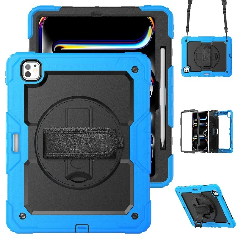 Kickstand Shockproof Case with PET Screen Protector and Shoulder Strap