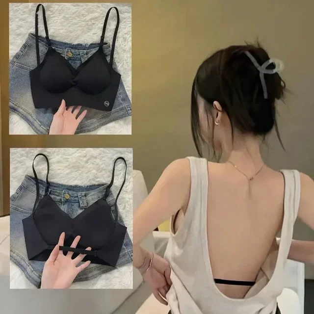 Soutien-gorge Invisible pour femmes, plongeant en U profond, haut dos nu pour robes, Lingerie Sexy avec sangle transparente, sous-vêtements Push Up sans bretelles 1