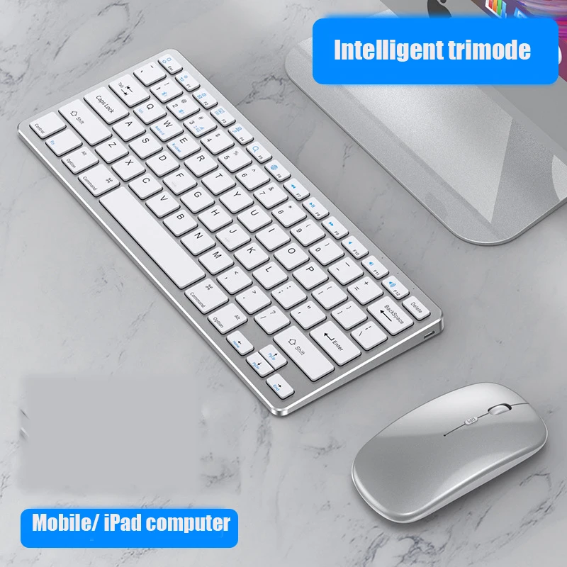 Wireless Keyboard Mouse Wireless Bluetooth Keyboard Mouse Set Wireless Rechargeable Combo Silent Mice IPAD IOS Android PC Laptop Computer Windows