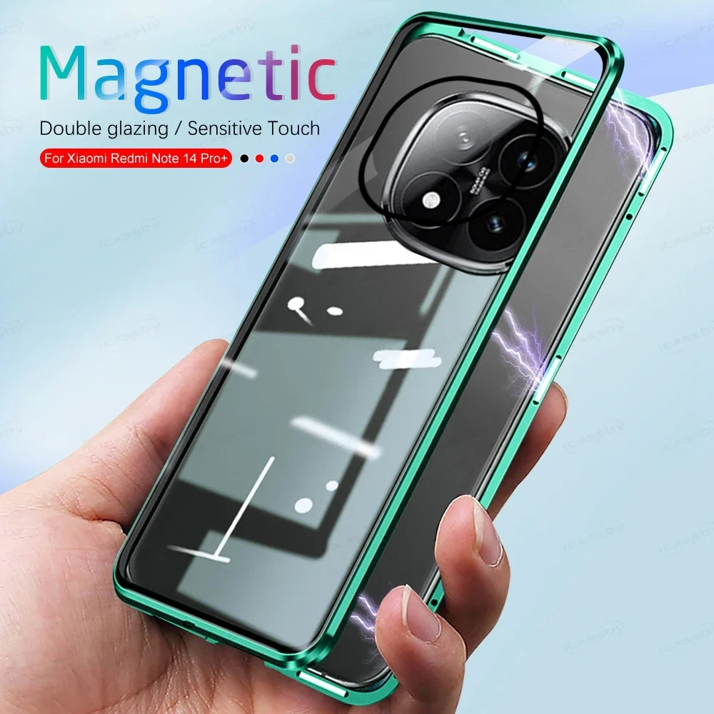 360 Full Body Clear Double-Sided Glass Magnetic Shockproof Metal Phone Case
