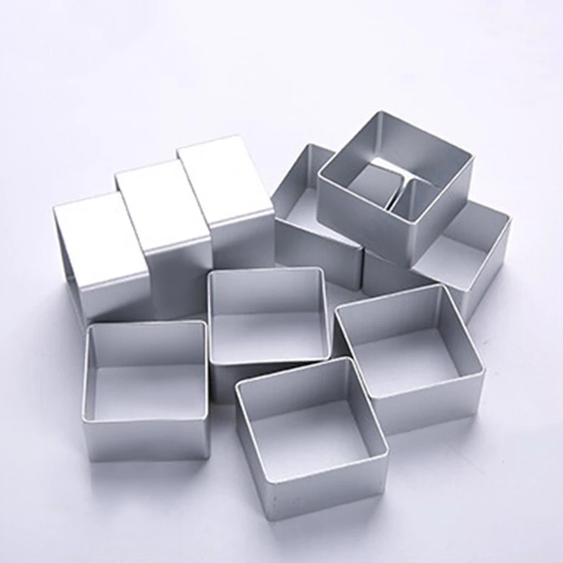 

10Pcs High Quality Stainless Steel Square Shape Pie Cake Cookie Mold Biscuit Cutter Stamp Press Cutting Tools Baking Mold